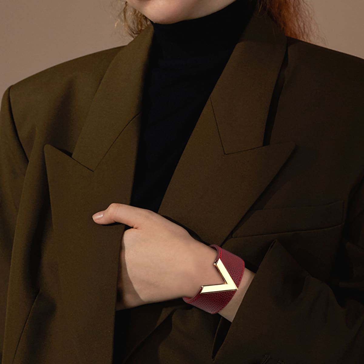 

Letter PU Leather Bracelet, Red