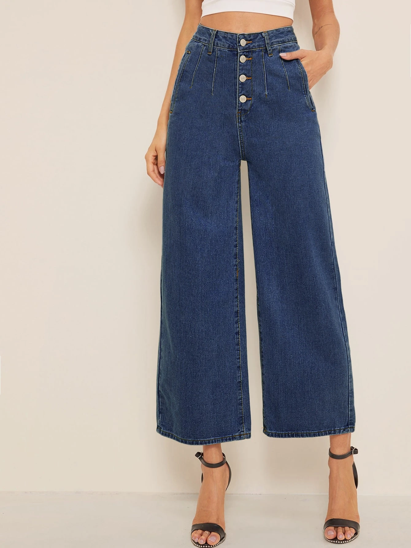 dark wash button fly jeans