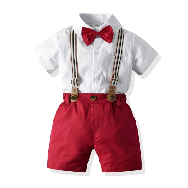 

Toddler Boys Bow Front Shirt & Striped Pinafore Shorts, Multicolor