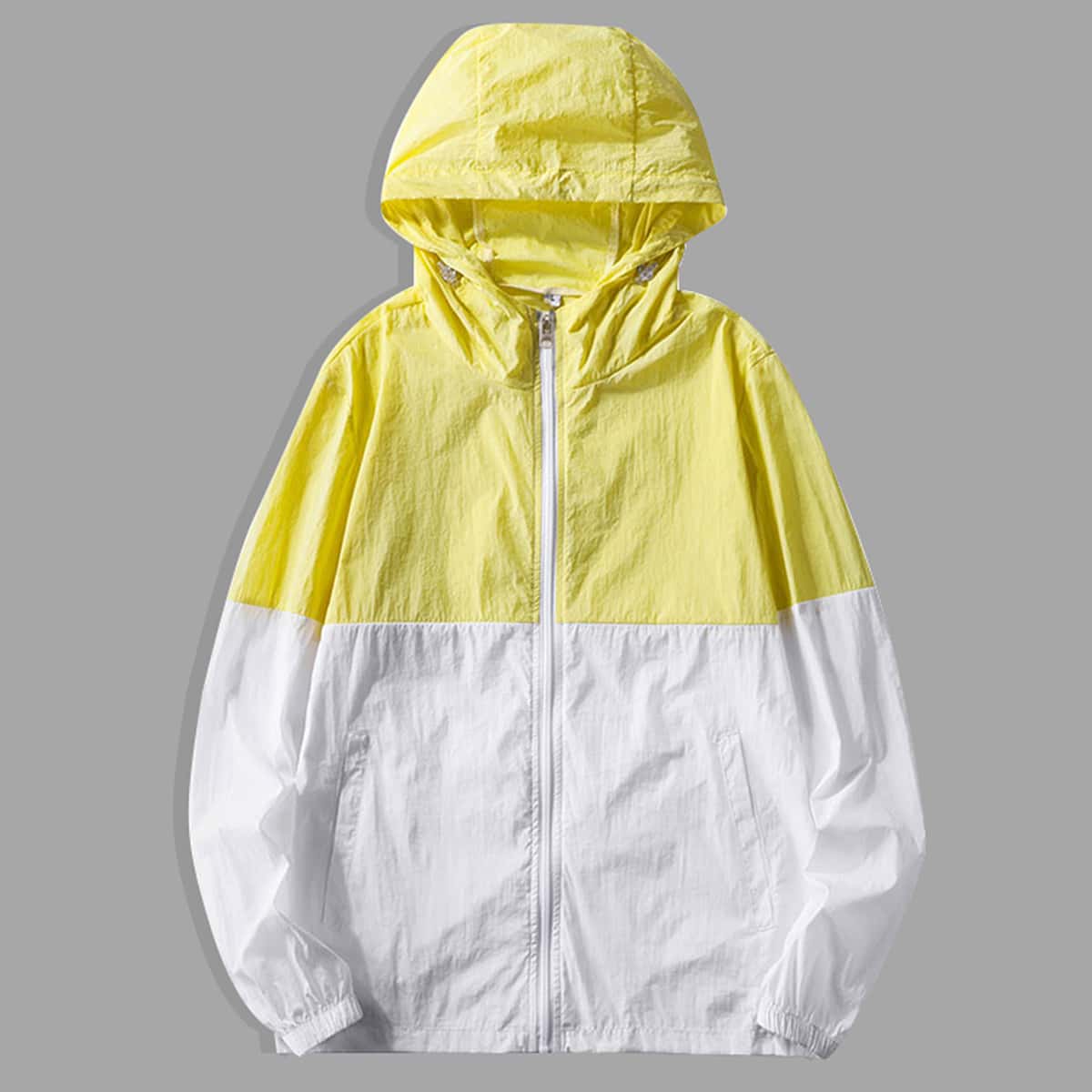 

Guys Color-block Zip Up Hooded Sunproof Jacket, Multicolor