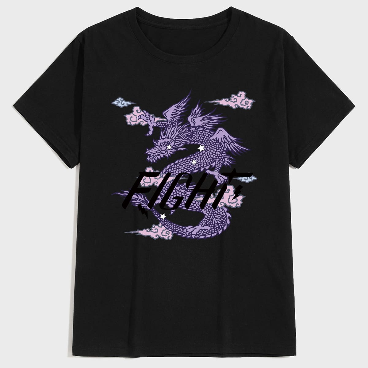 

Guys Dragon And Letter Graphic Tee, Black