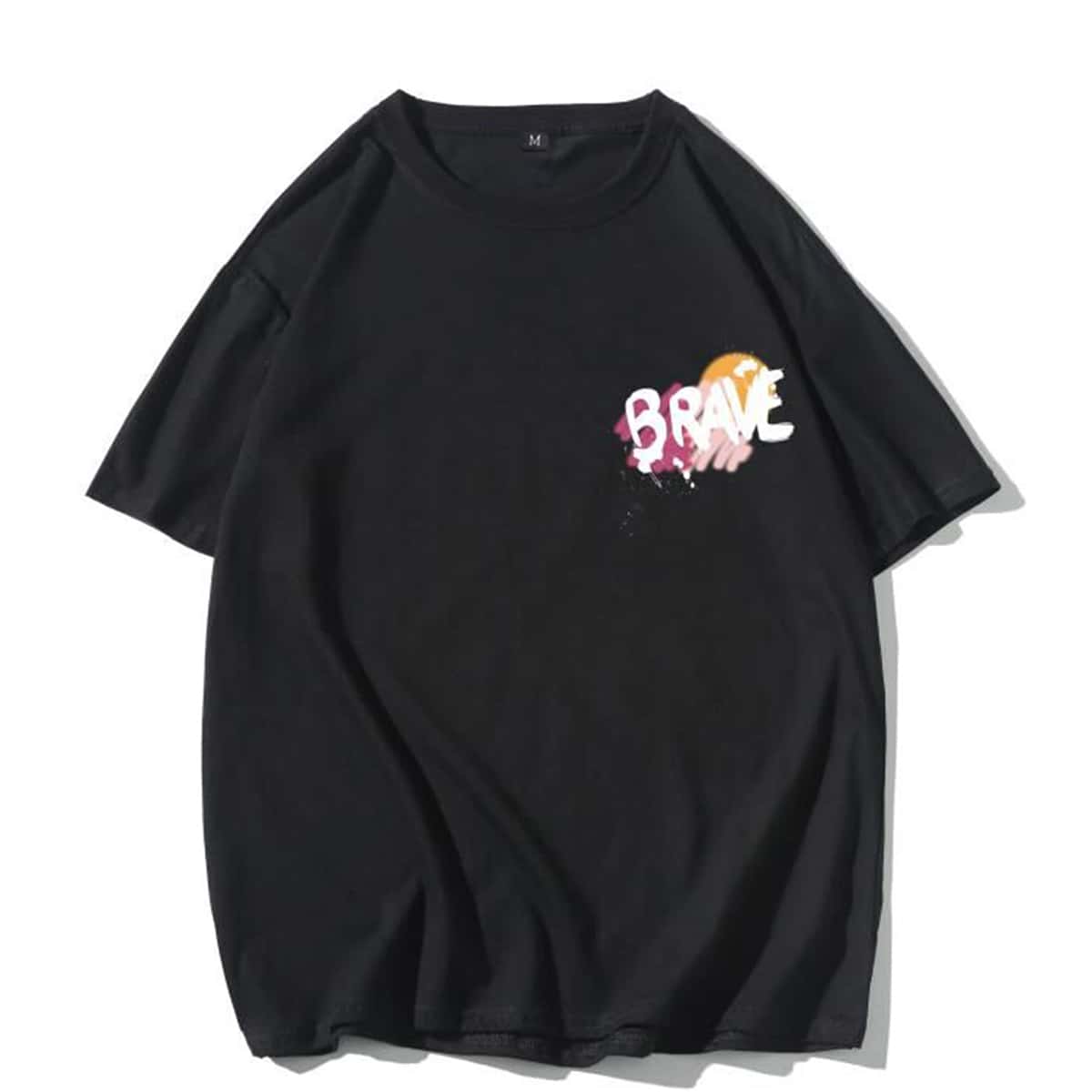 

Guys Brush Paint & Letter Graphic Tee, Black