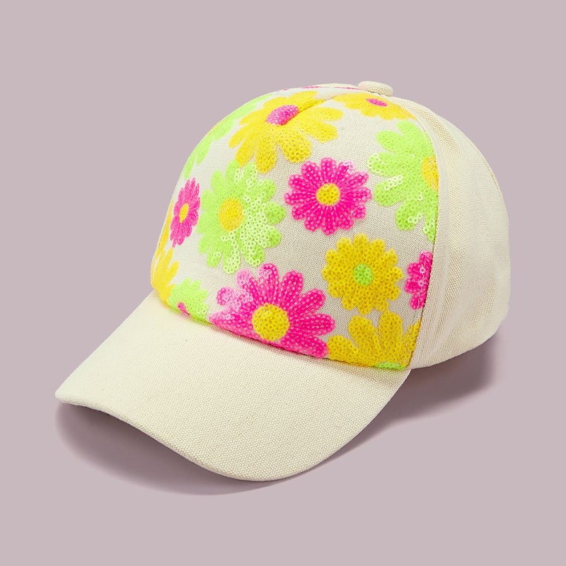 

Sequin Flower Decor Baseball Cap, Multicolor