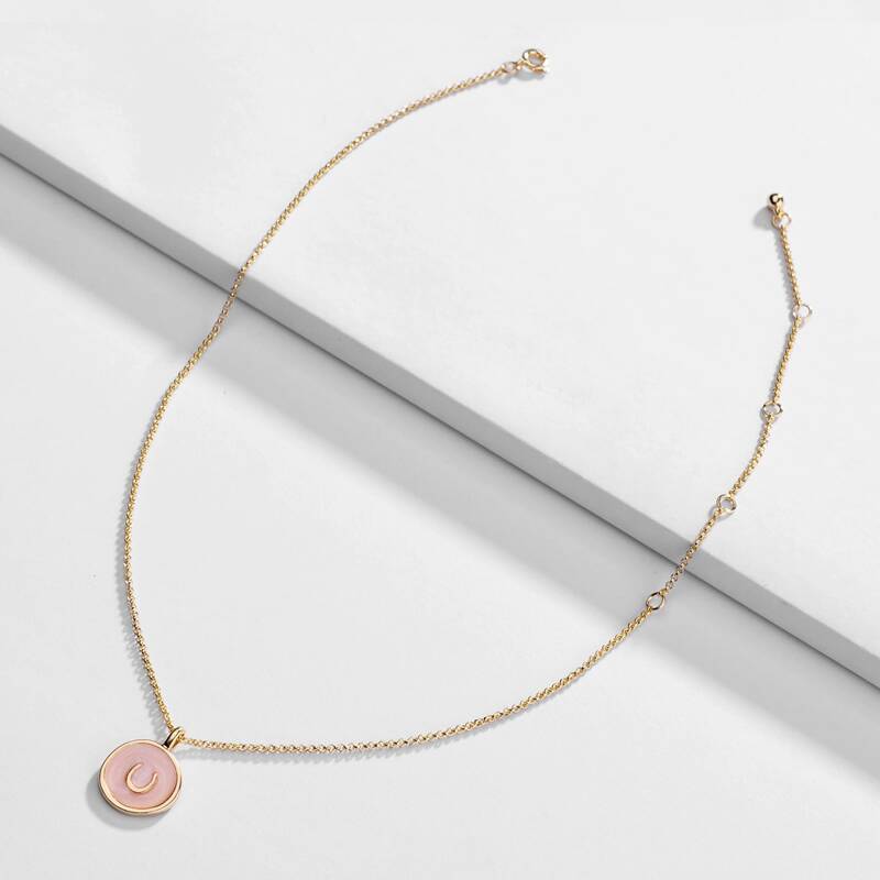 

Round Charm Necklace, Pink