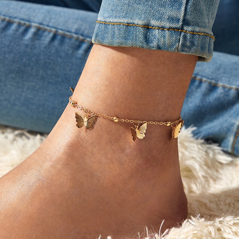 

Butterfly Tassel Anklet, Gold