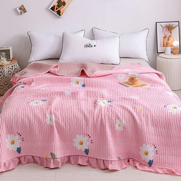 

Flower Print Bedspread, Pink