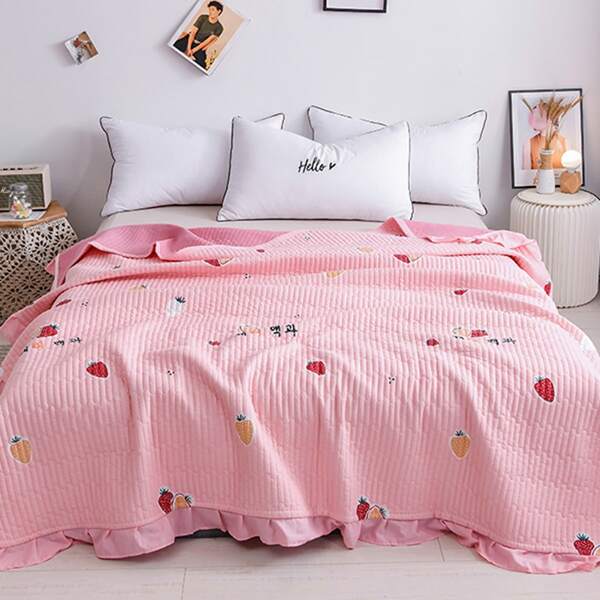 

Постельное покрывало с принтом, Розовые