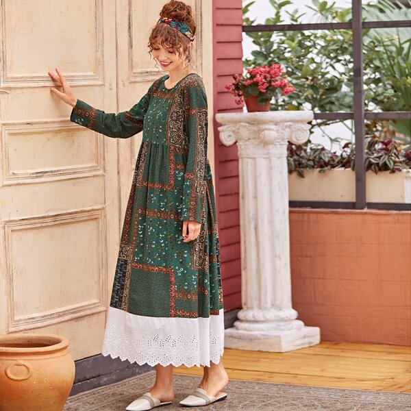 

Tribal And Patchwork Smock Dress, Multicolor