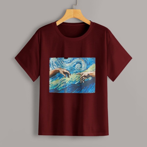 

Футболка с графическим принтом, Бургундия