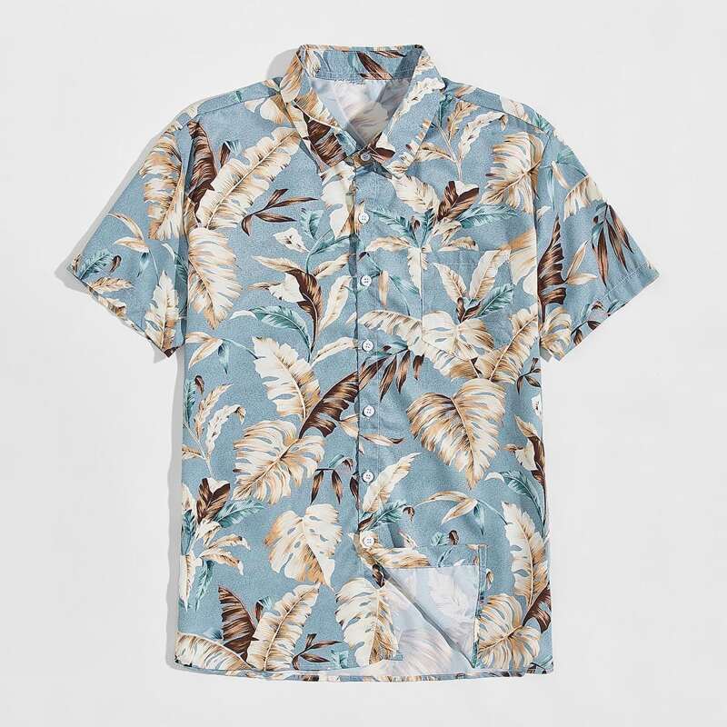 

Guys Tropical Print Hawaiian Shirt, Multicolor