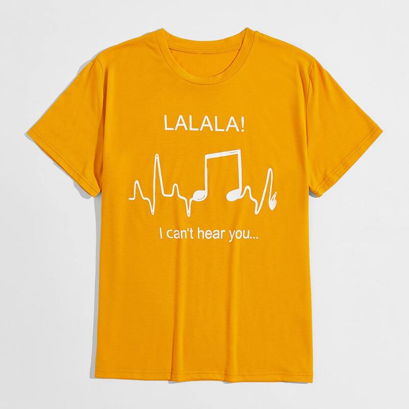 

Guys Note & Slogan Graphic Tee, Yellow