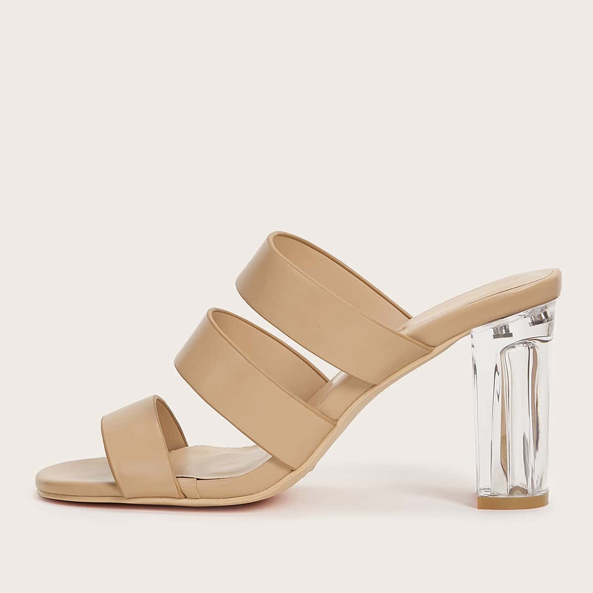 

Multi Strap Chunky Heeled Mules, Beige