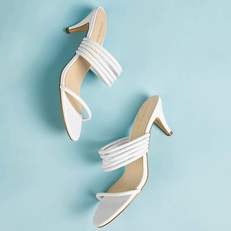 

Strappy Stiletto Heeled Mules, White