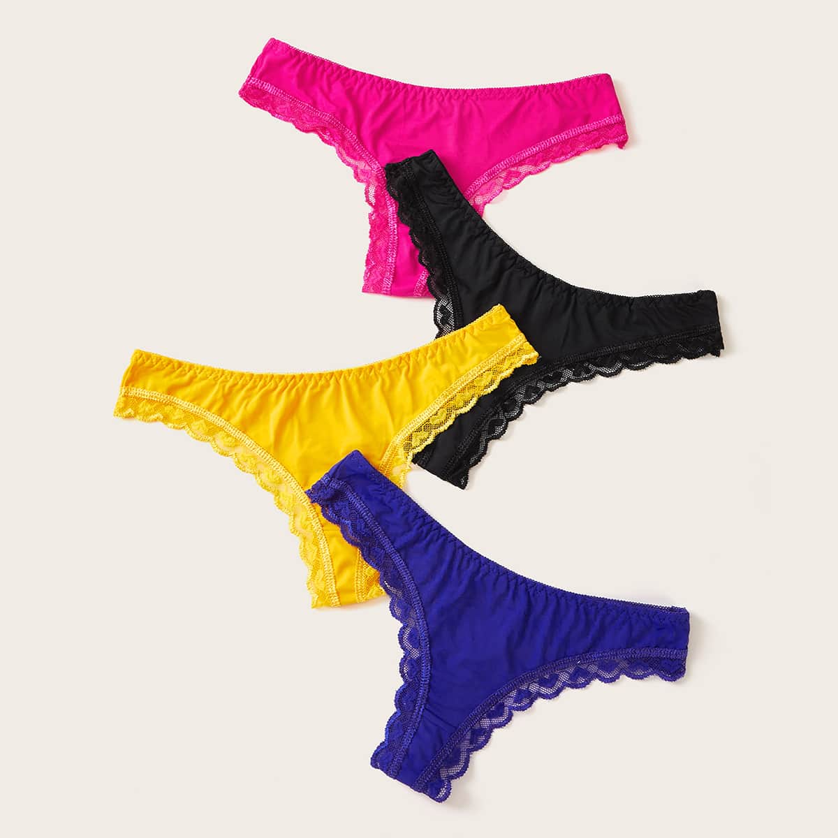

4pack Lace Trim Panty Set, Multicolor