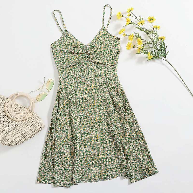 

Ditsy Floral Ruched Sundress, Multicolor