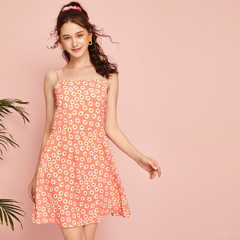 

Chiffon Floral Allover Print Sundress, Multicolor