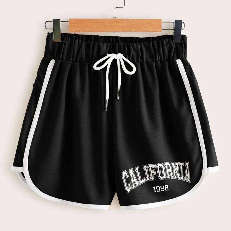 

Letter Graphic Track Shorts, Black