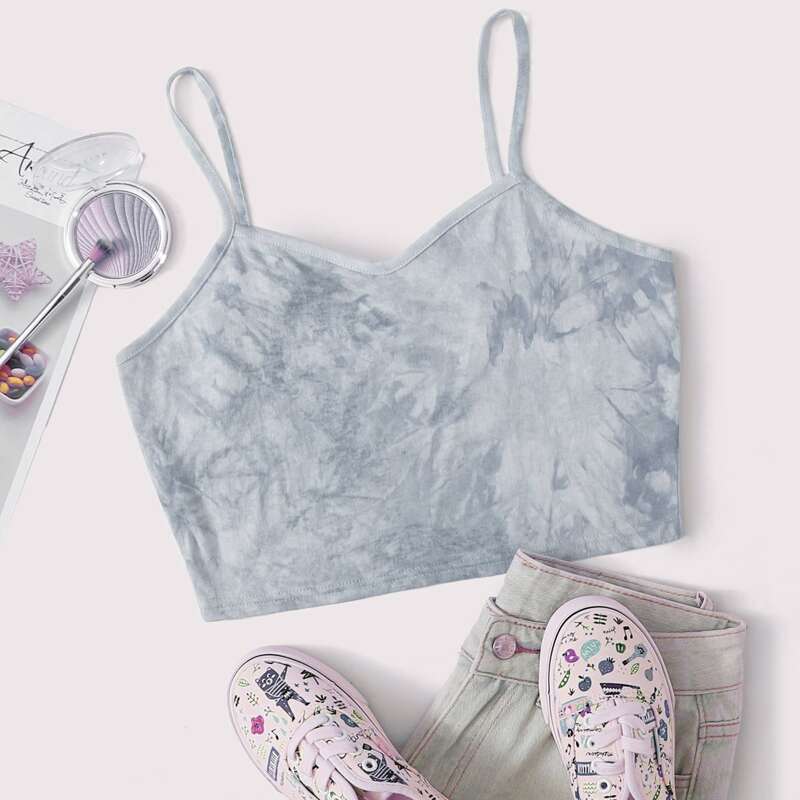 

Tie Dye Crop Cami, Grey