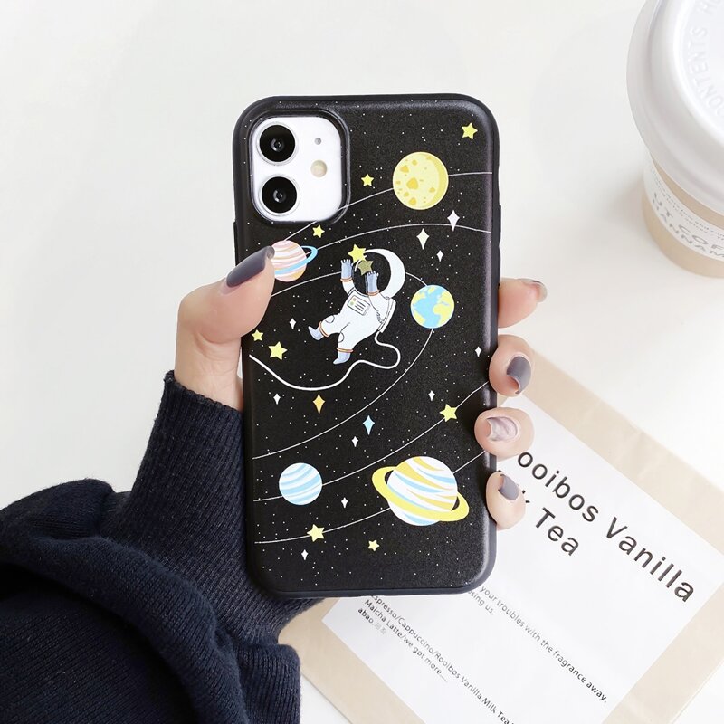 

Astronaut & Galaxy iPhone Case, Black