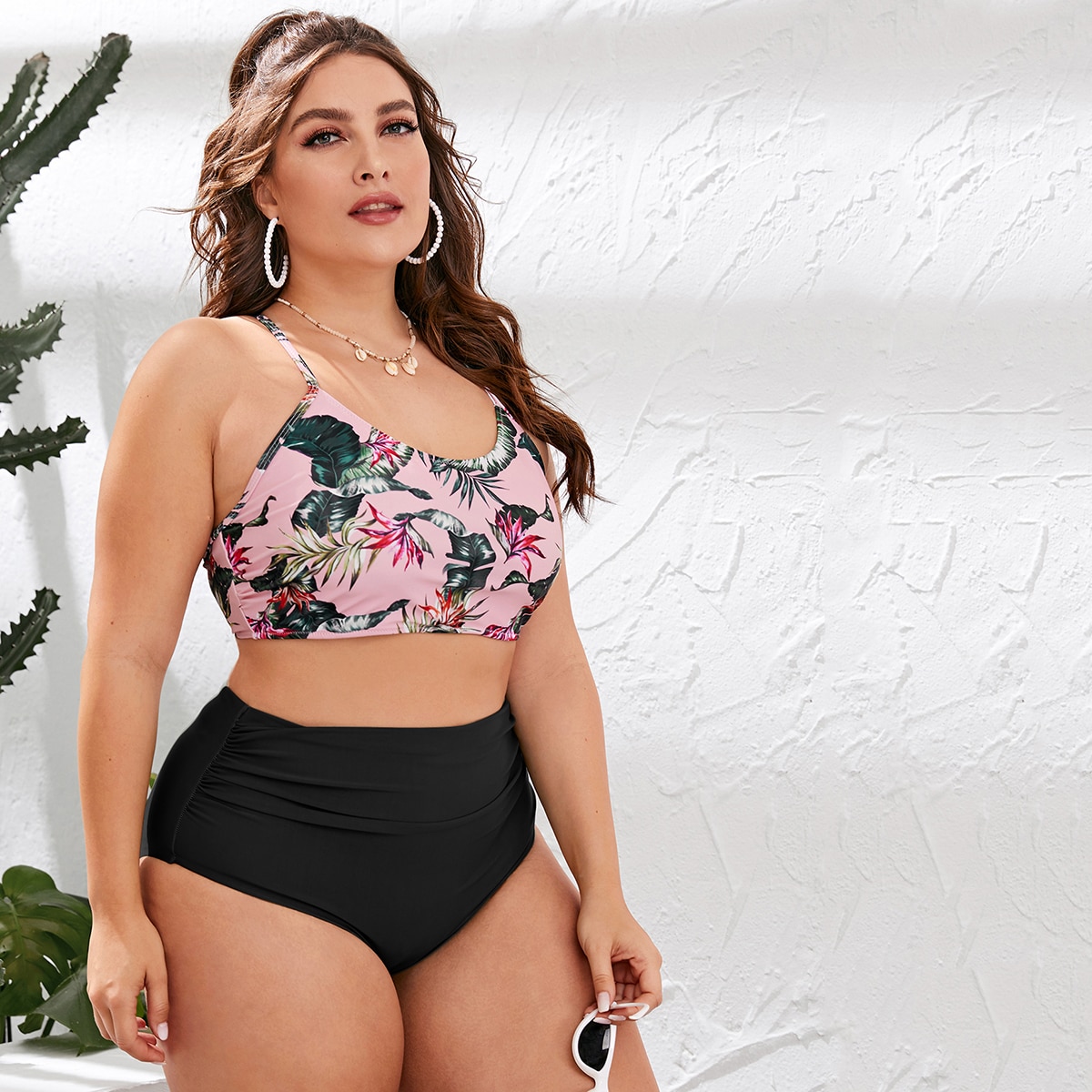 Plus Tropical Ruched Bikini Swimsuit thumbnail