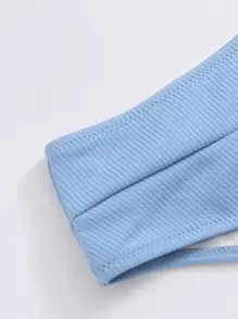 Set bikini cạp cao đi biển mùa hè - Màu xanh lam - Xem 5