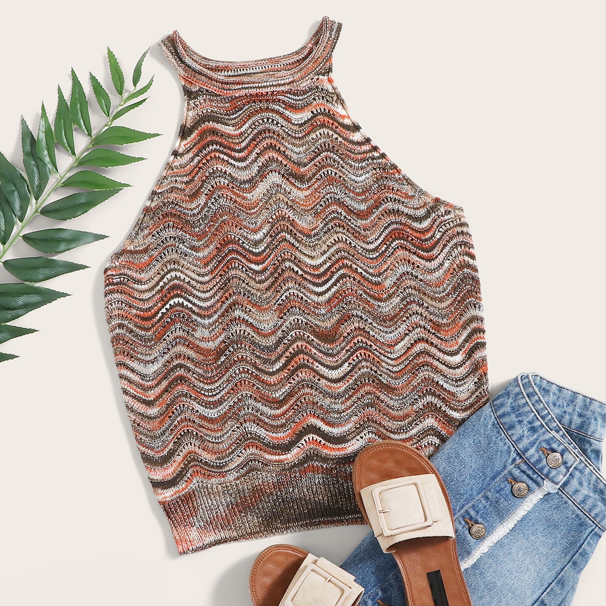 Halter Wave Knit Top thumbnail