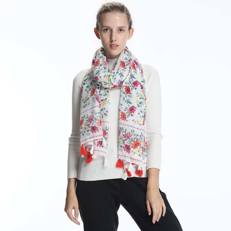 

Flower Pattern Scarf, Multicolor