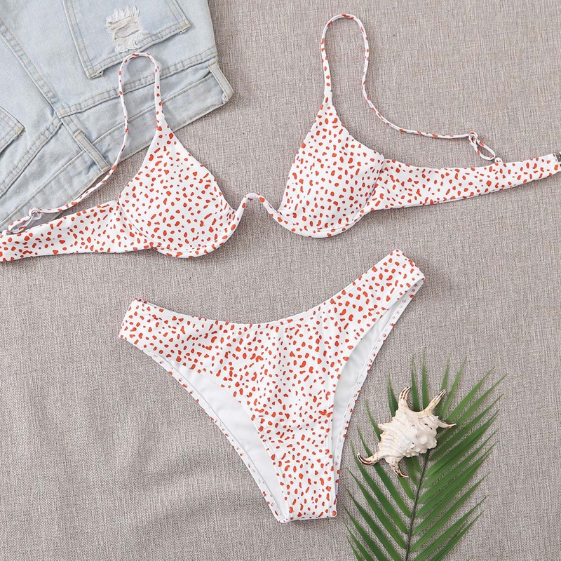 

Dalmatian Push Up High Leg Bikini Swimsuit, Multicolor