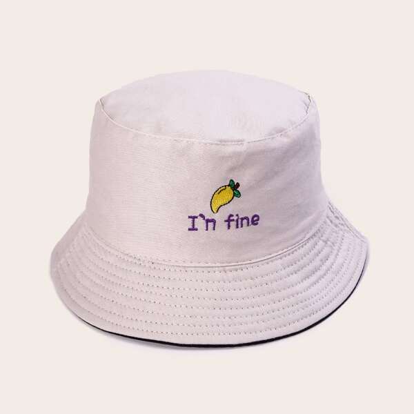

Letter Embroidery Bucket Hat, Multicolor