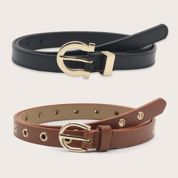 

2pcs Eyelet Decor Belt, Multicolor