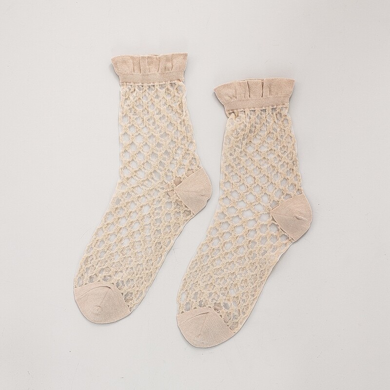 

Sheer Mesh Socks, Beige