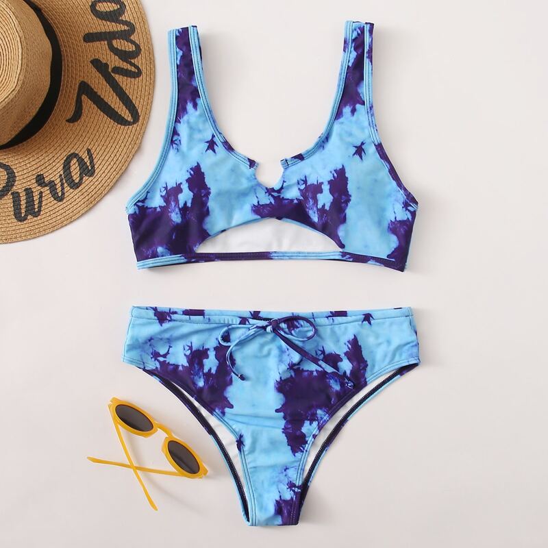 

Tie Dye Cut-out Bikini Swimsuit, Multicolor