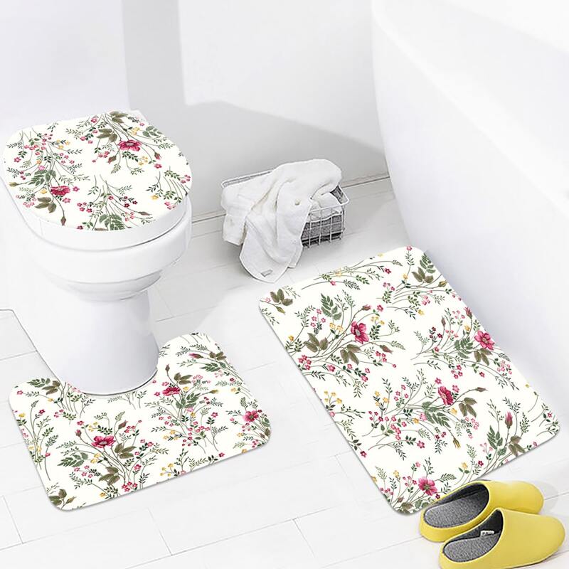

3pcs Ditsy Floral Print Closestool Mat, Multicolor