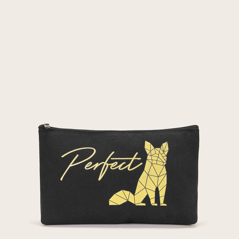 

Animal Pattern Makeup Bag, Black