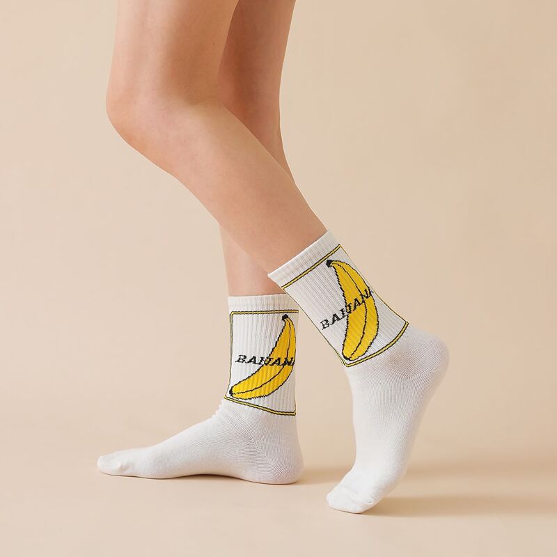 

Letter Graphic Socks, White