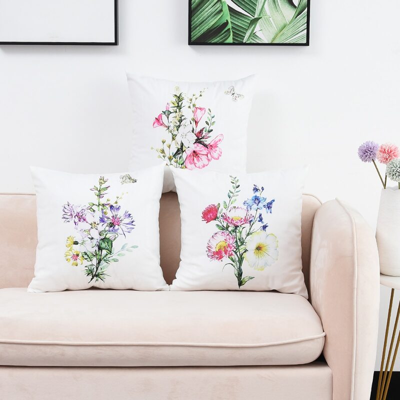

1pc Floral Print Cushion Cover Without Filler, Multicolor