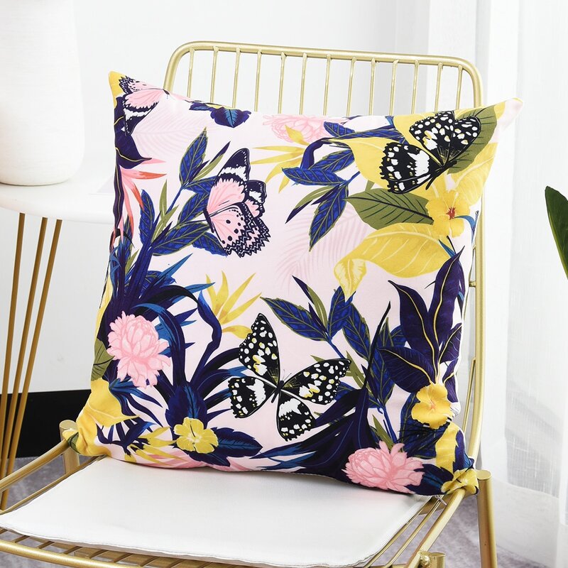 

Leaf Print Cushion Cover, Multicolor