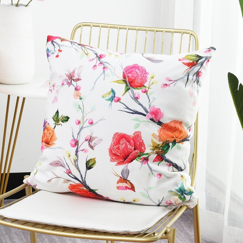 

Flower Print Cushion Cover, Multicolor