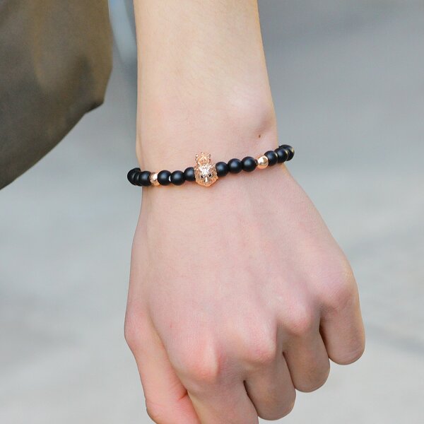 

Мужской браслет из бисера с животными, Чёрный