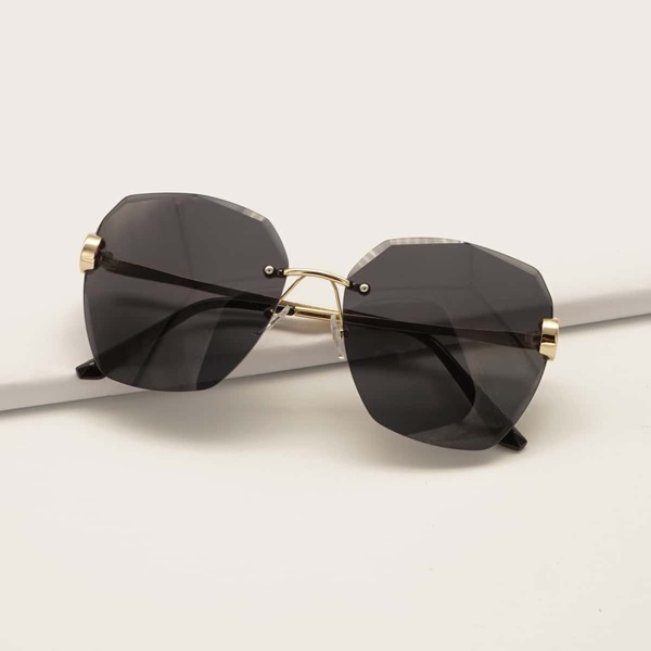 

Trimmed Rimless Sunglasses, Black