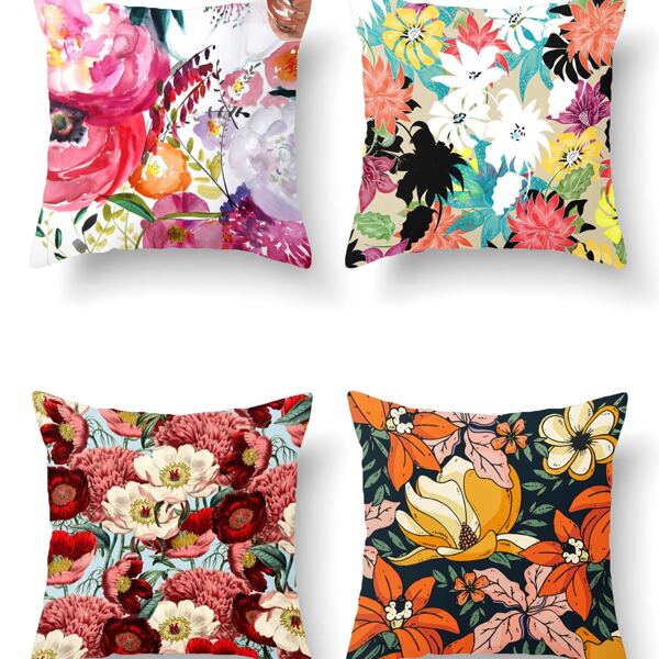 

1pc Floral Print Cushion Cover Without Filler