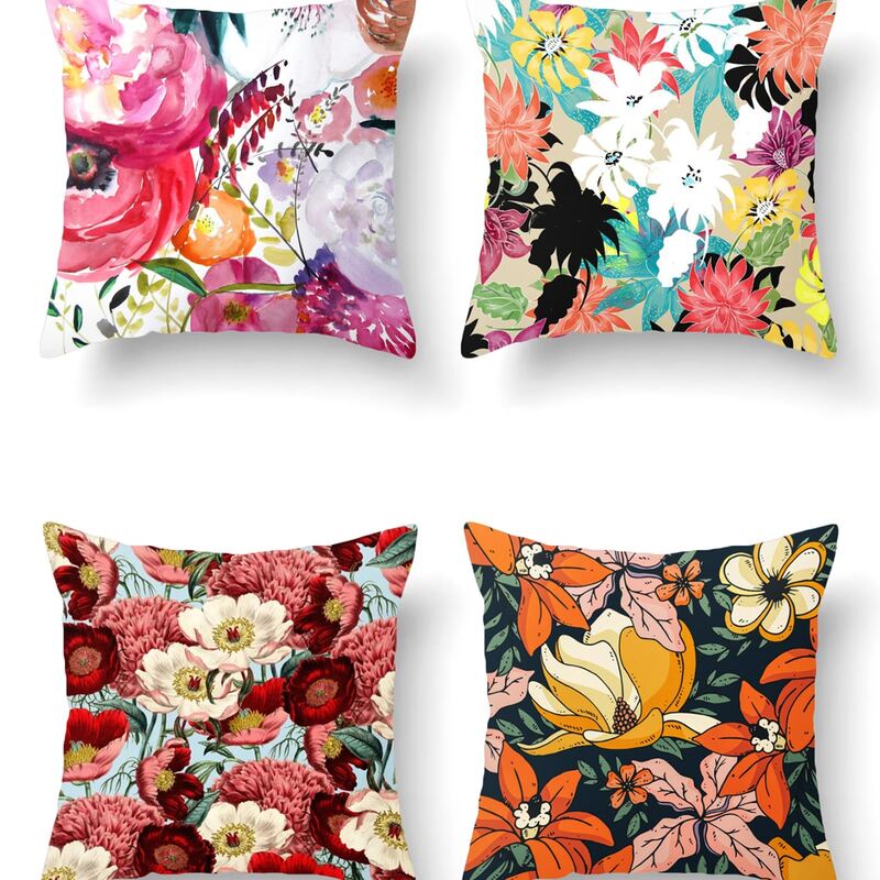 

1pc Floral Print Cushion Cover Without Filler