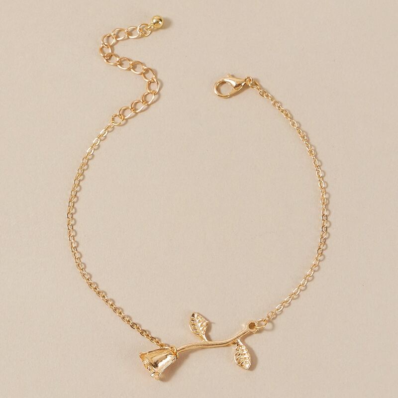 

Rose Decor Anklet, Gold