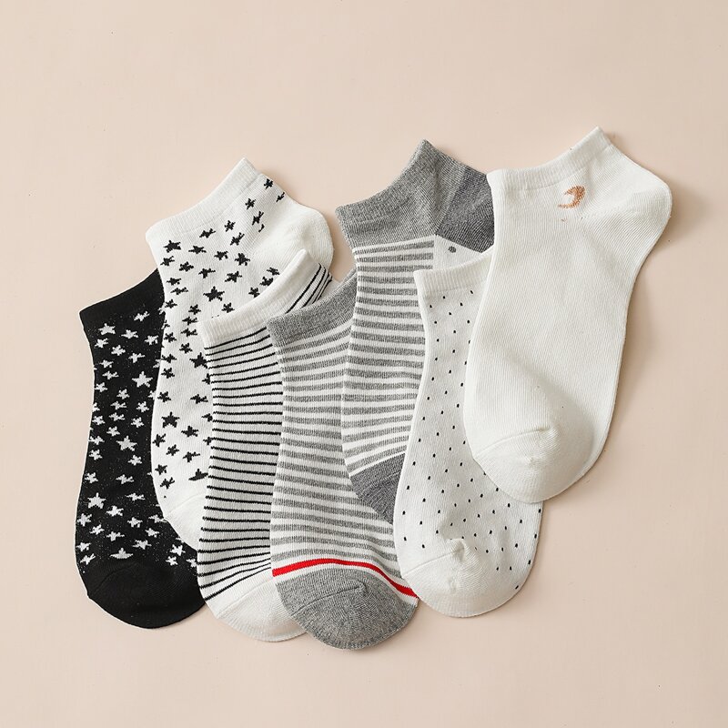 

7pairs Striped Pattern Socks, Multicolor