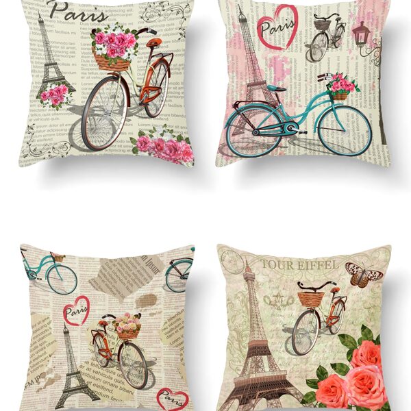 

1pc Newspaper Print Cushion Cover Without Filler