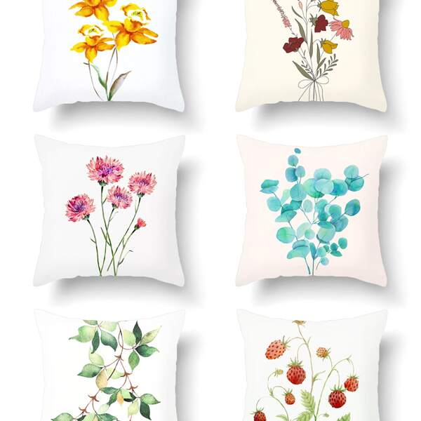 

1pc Flower Print Cushion Cover Without Filler