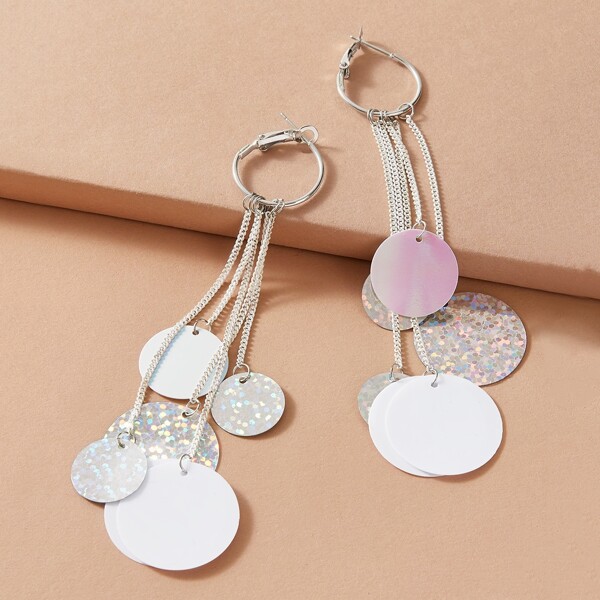 

Glitter Disc Drop Earrings, Multicolor