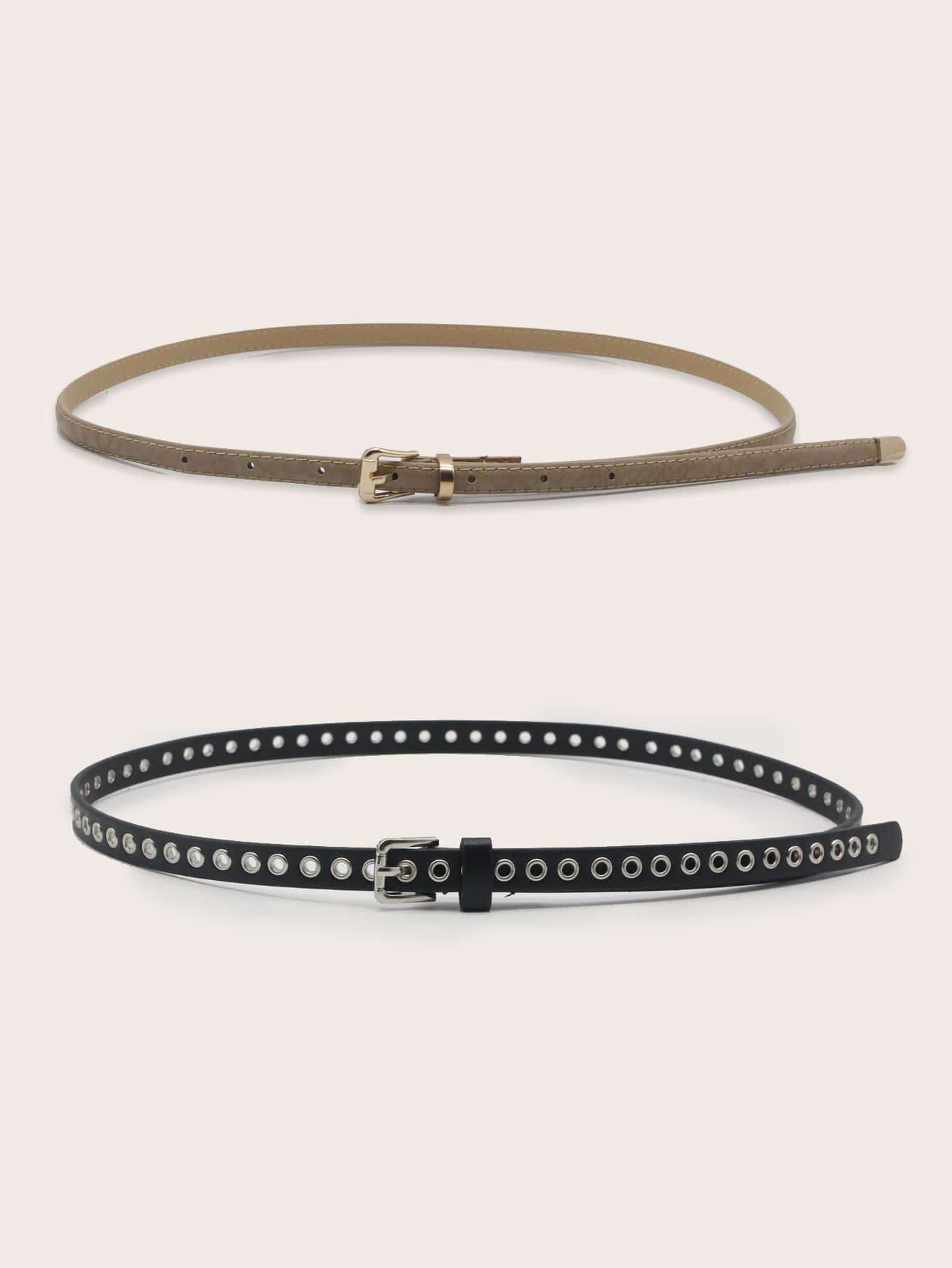 2pcs Eyelet Decor Belt