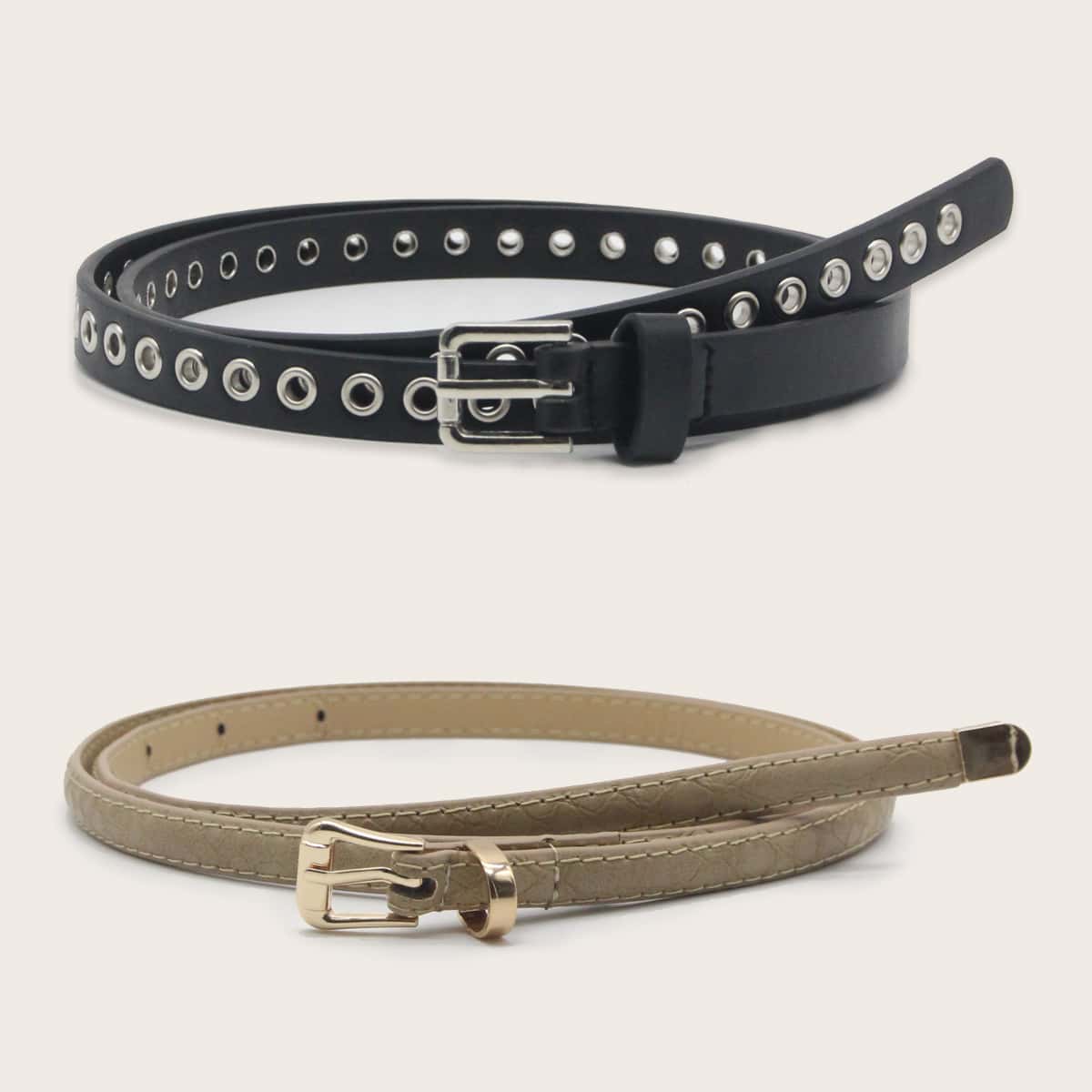 

2pcs Eyelet Decor Belt, Multicolor