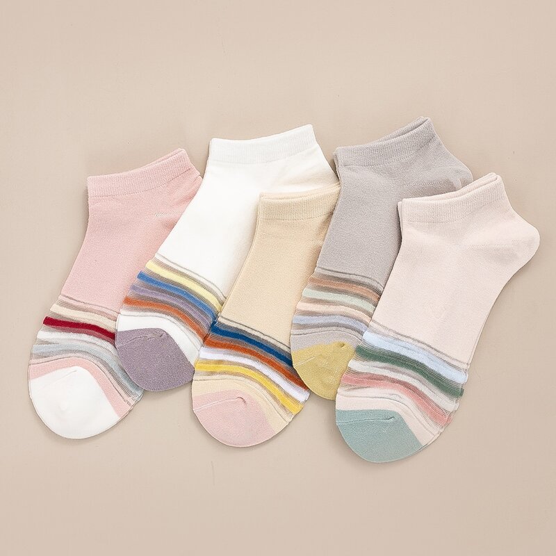 

5pairs Striped Pattern Socks, Multicolor